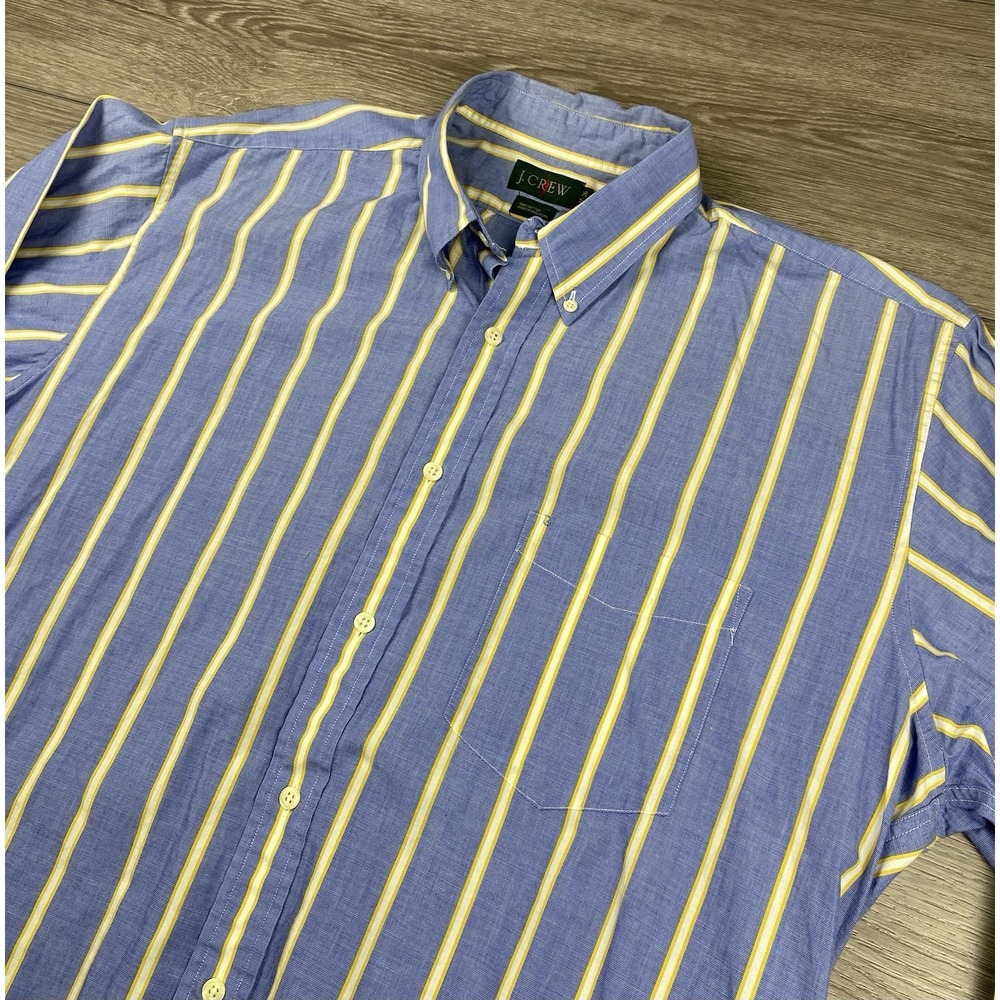 J Crew Men's Vtg Oarsman Long Sleeve Button Down Blue Yellow Size 17-36